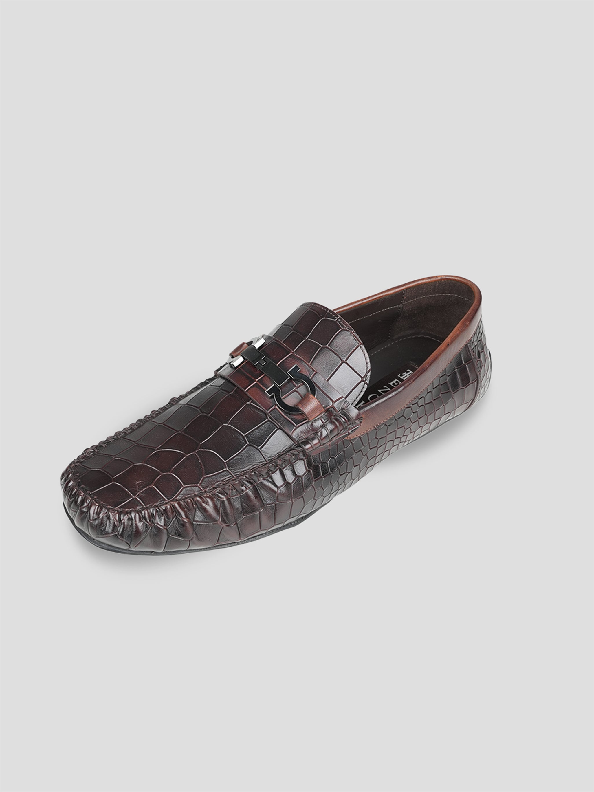 Ezok Men Leather Chocolate Slip-On Casual Shoes