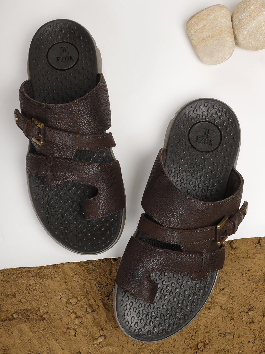Leather brown sandal for men