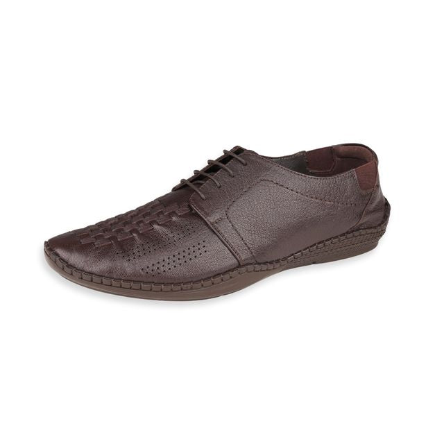 Ezok Brown Casual Leather Shoes For Men