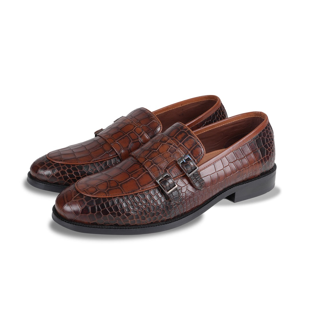 Ezok Men Leather Brown Slip-On Casual Shoes