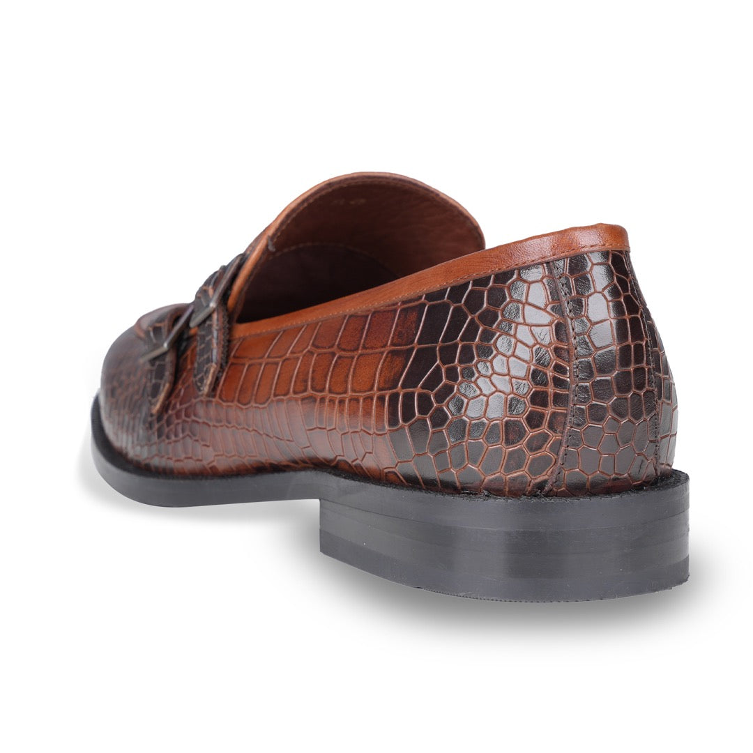 Ezok Men Leather Brown Slip-On Casual Shoes