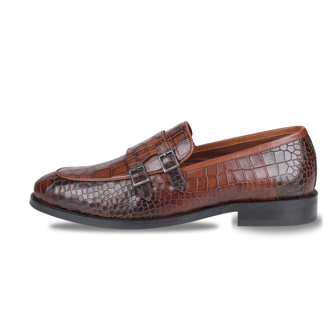 Ezok Men Leather Brown Slip-On Casual Shoes