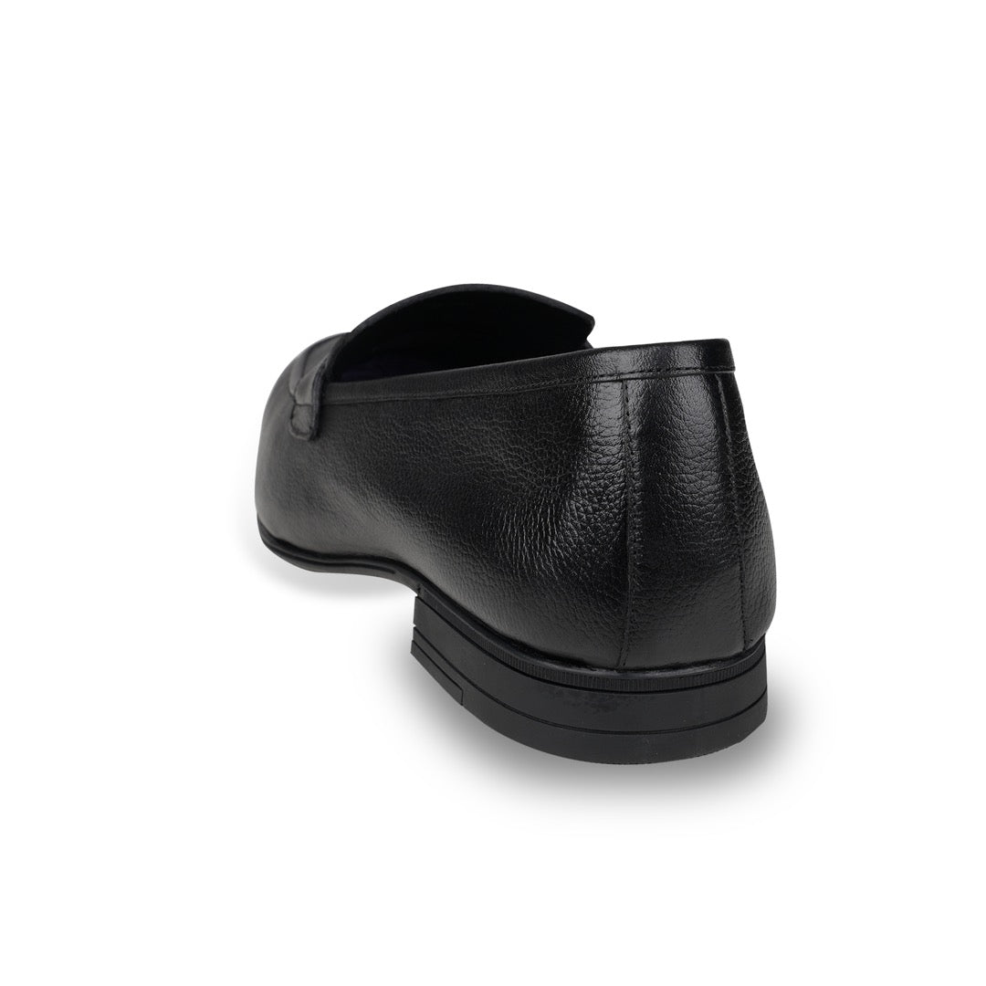 Ezok Men Leather Black Slip-On Casual Shoes