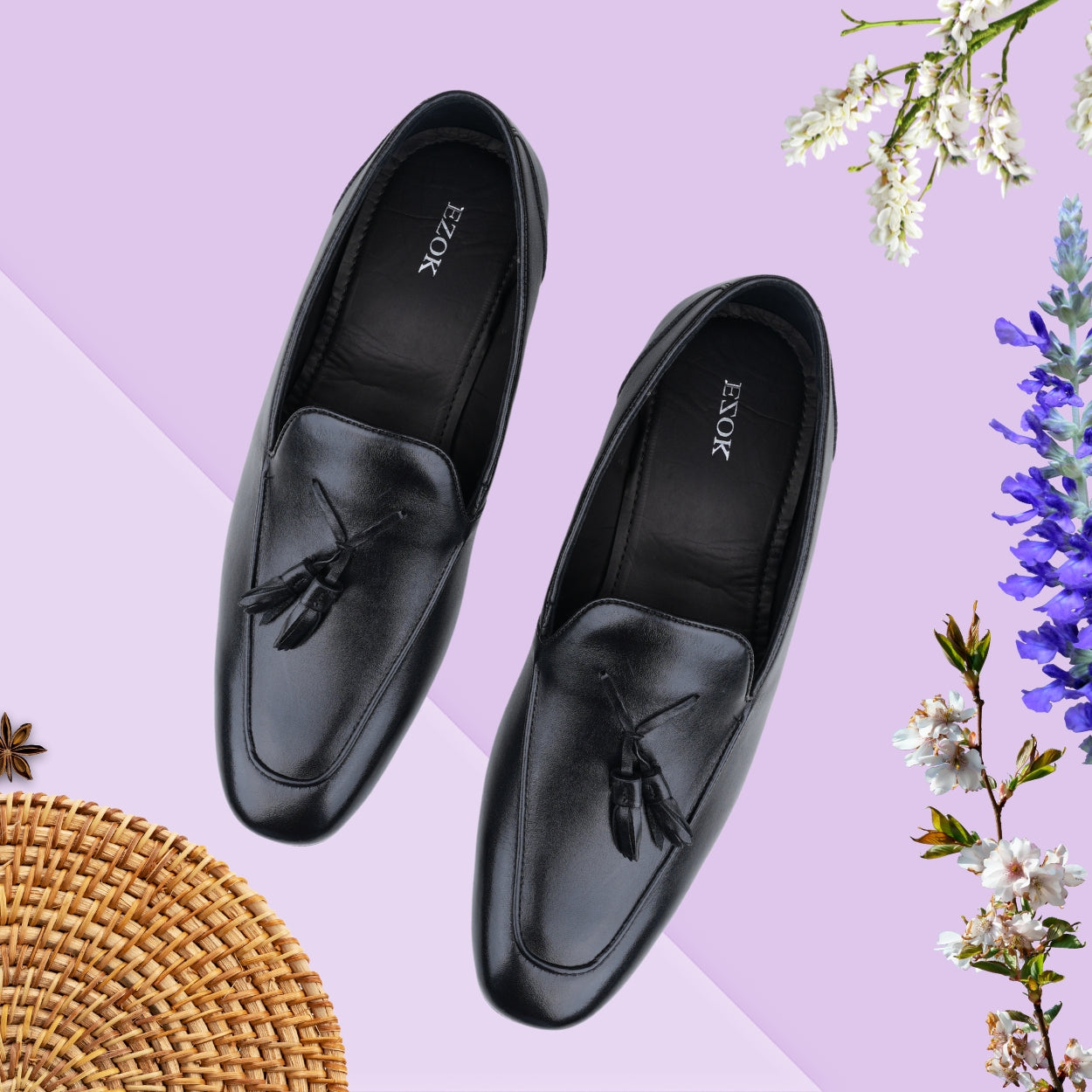 Ezok Men Leather Lace-Up Casual Shoes