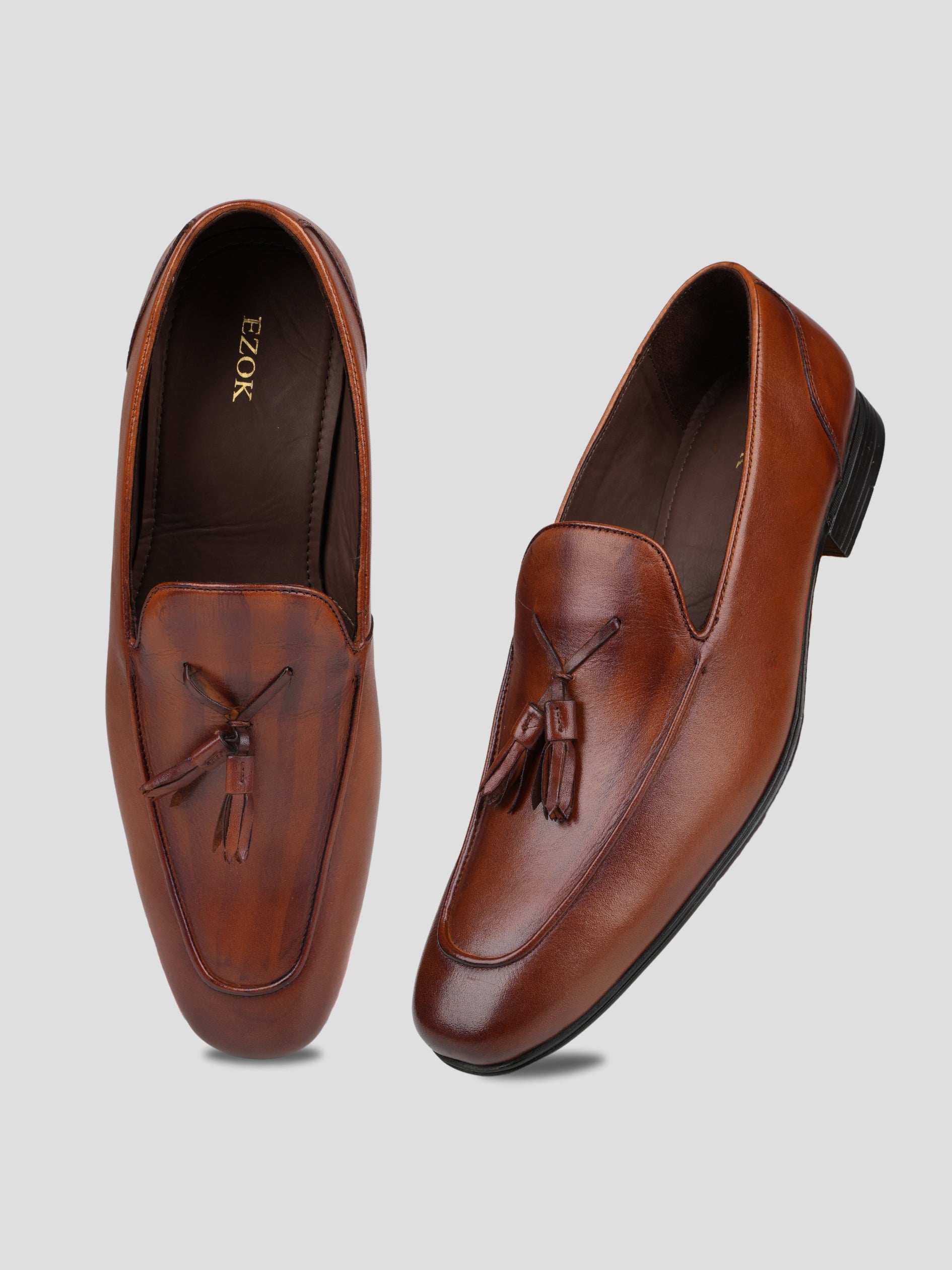 Ezok Men Leather Lace-Up Casual Shoes