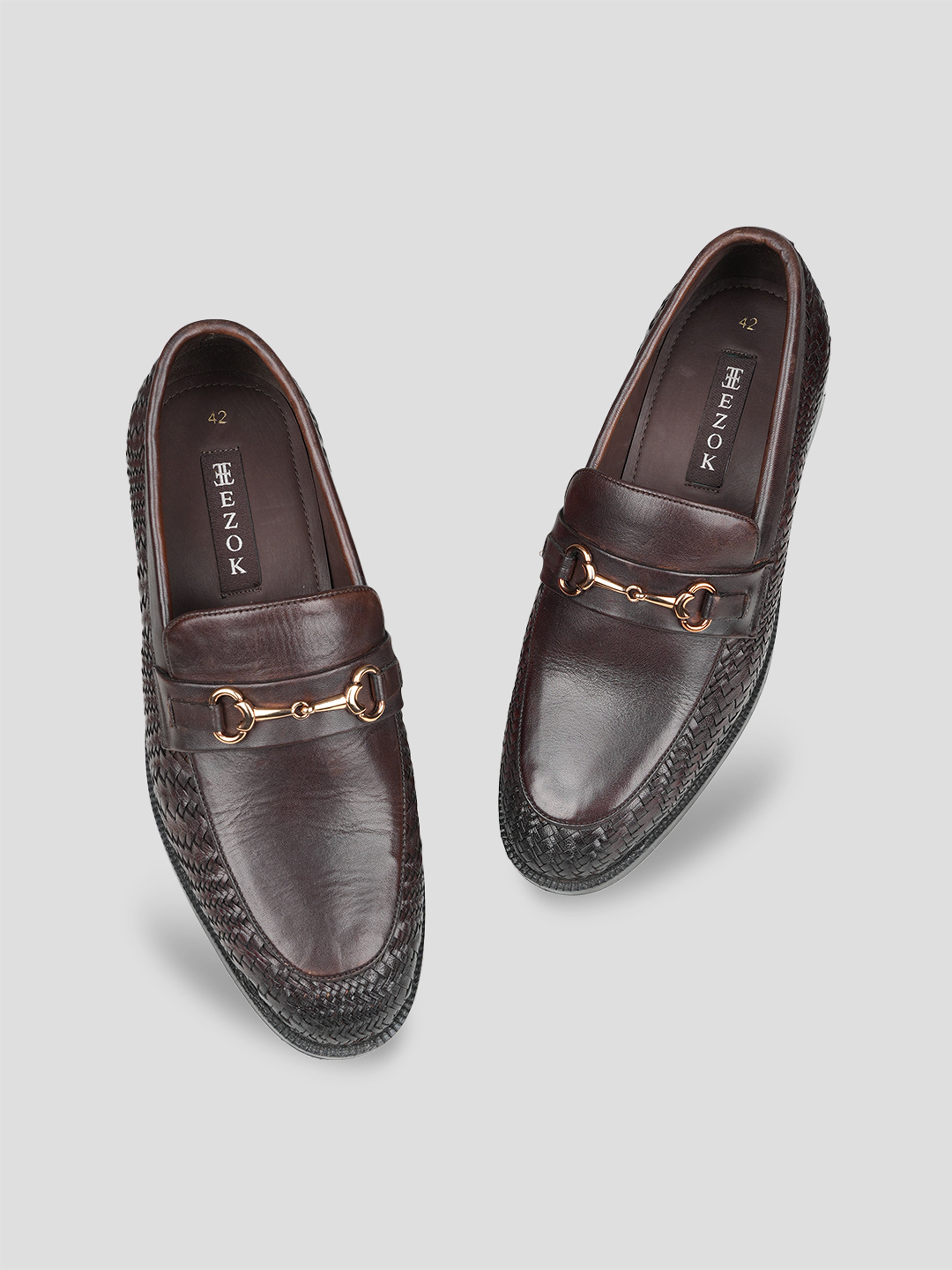 Ezok Men Leather Brown Lace-Up Casual Shoes