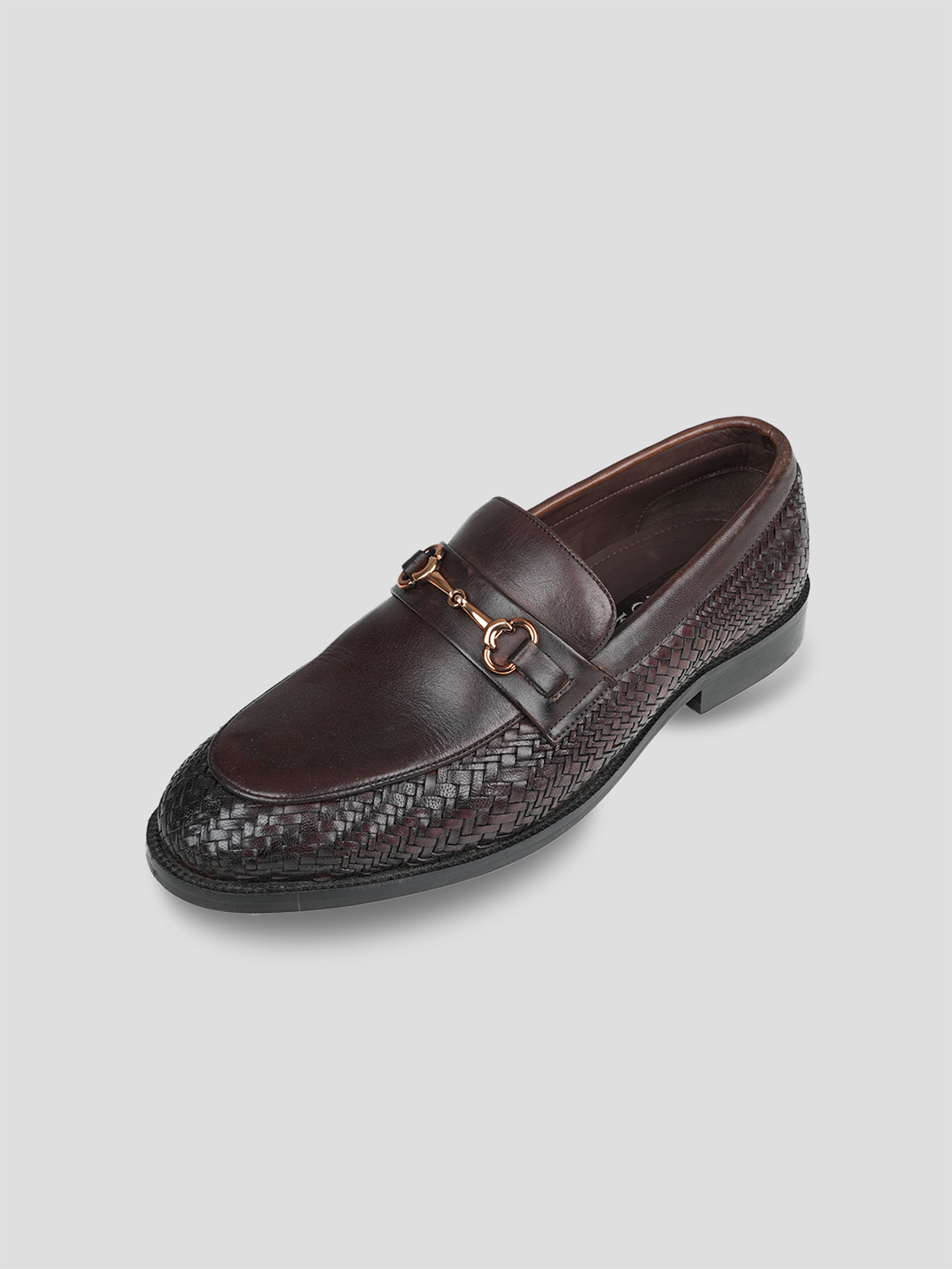 Ezok Men Leather Brown Lace-Up Casual Shoes
