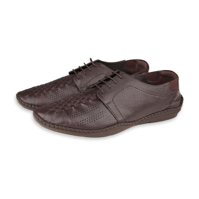 Ezok Brown Casual Leather Shoes For Men