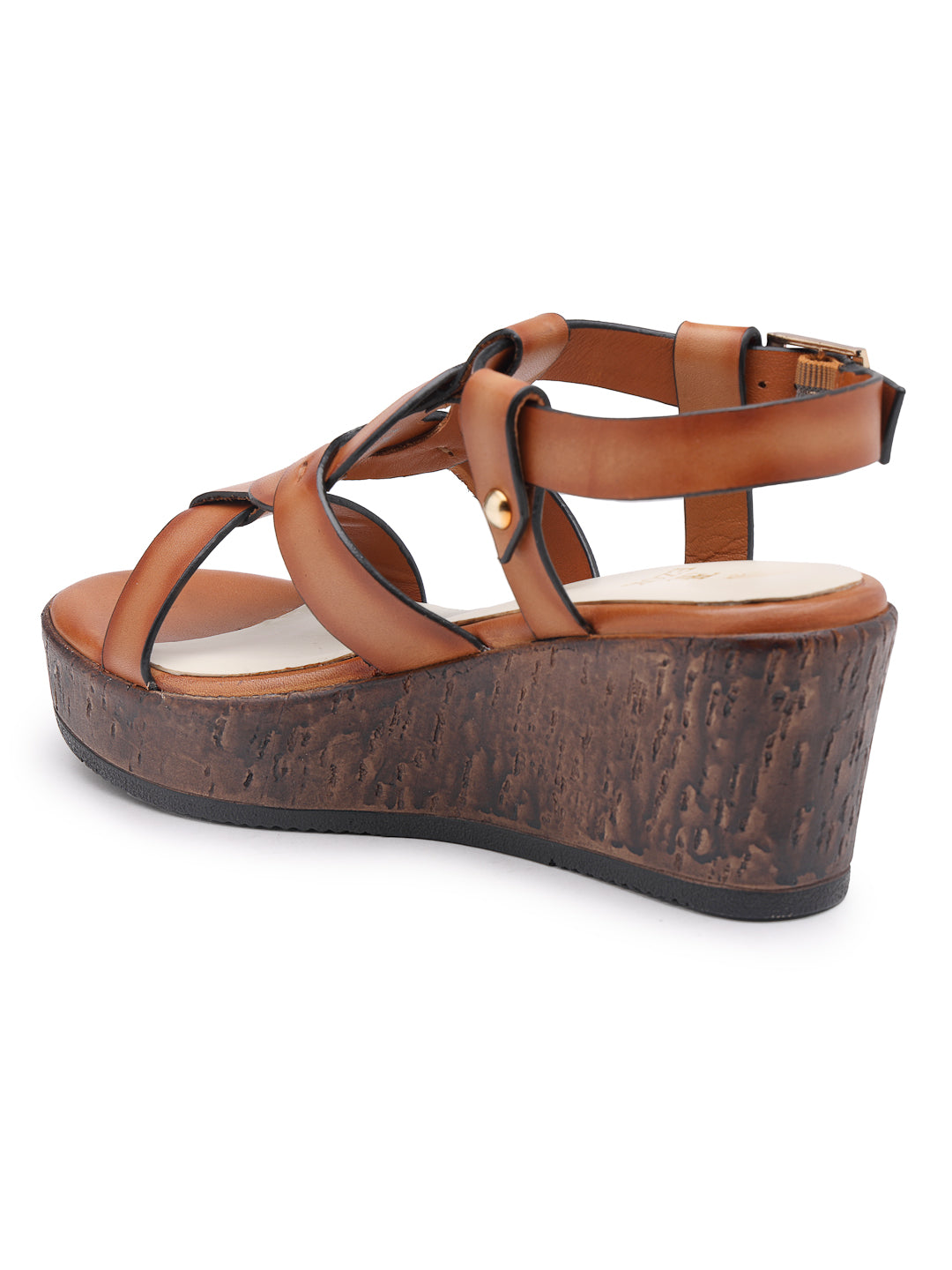 Ezok Tan Leather Slip On With Buckle Sandals