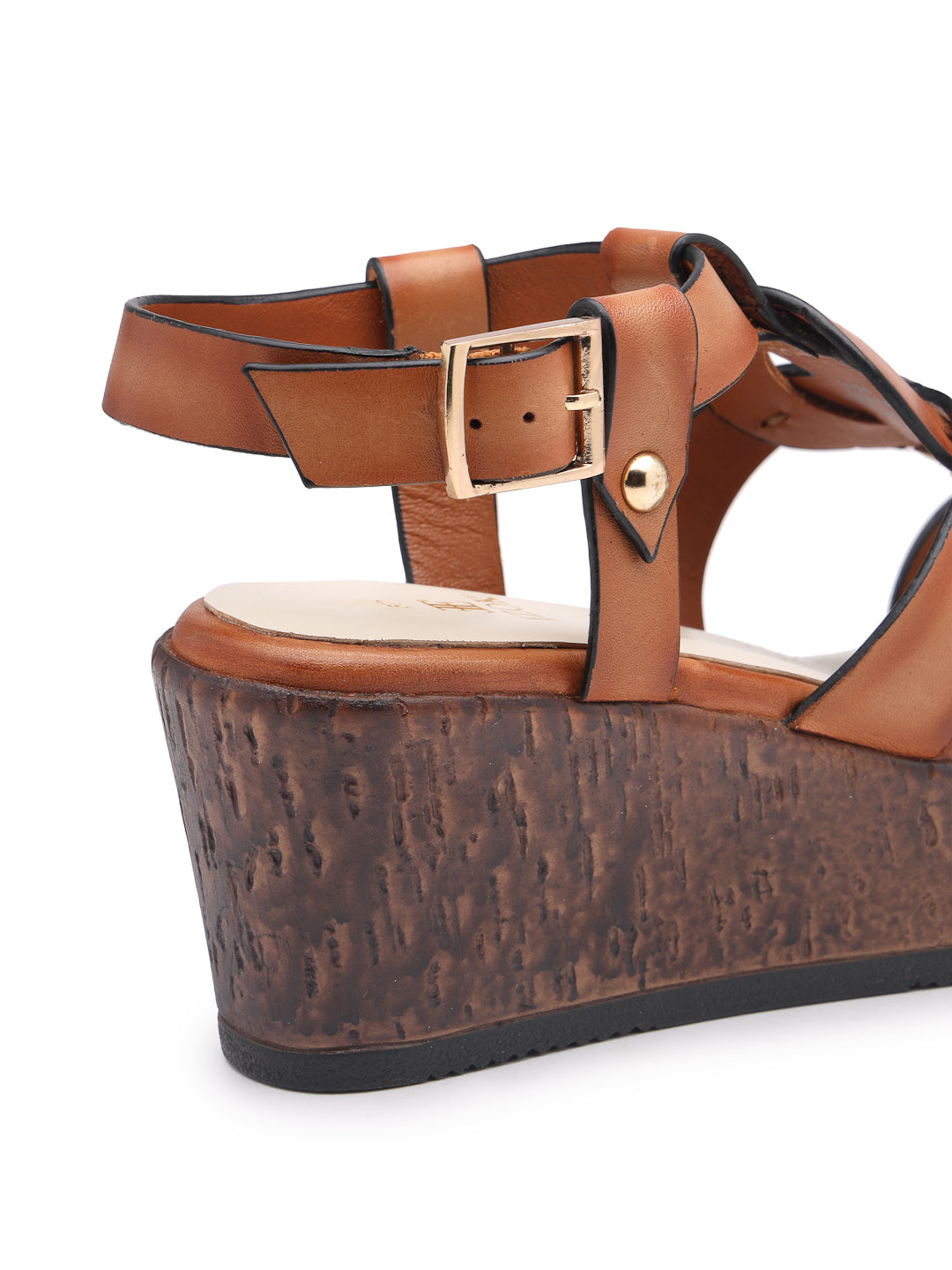 Ezok Tan Leather Slip On With Buckle Sandals