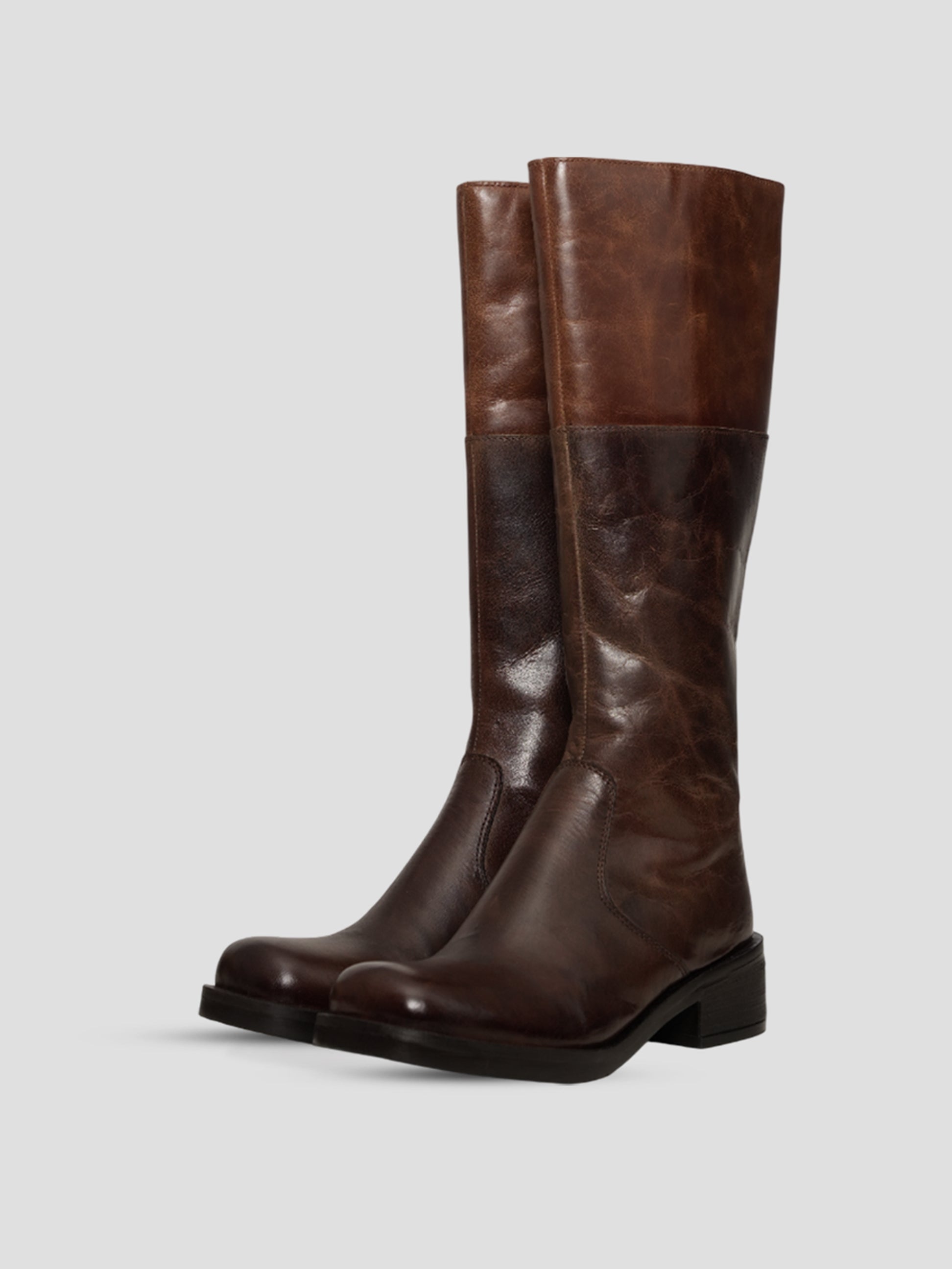 EZOK Women Brown Leather Long Boots