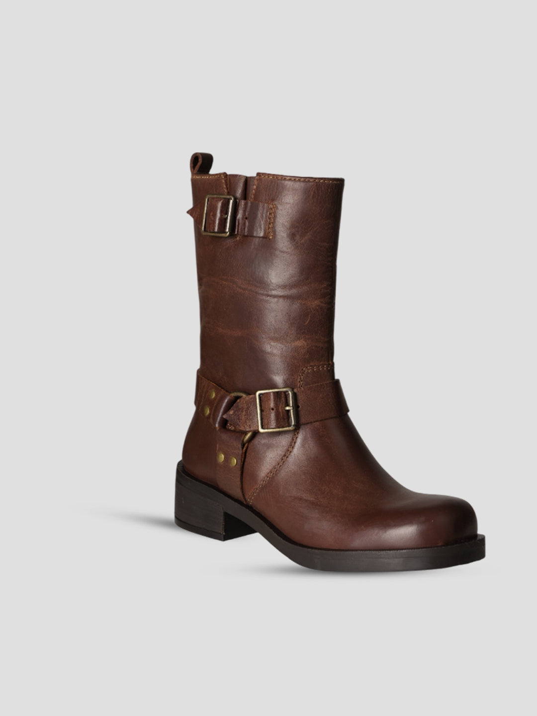 EZOK Women Brown Leather Pull-On Boots