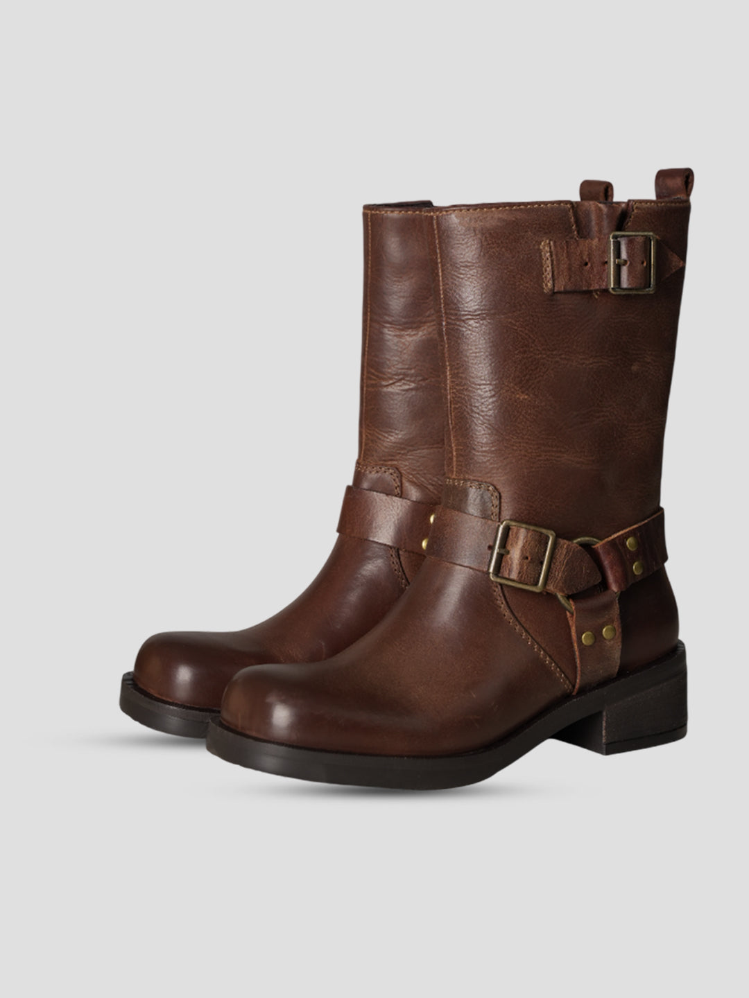 EZOK Women Brown Leather Pull-On Boots