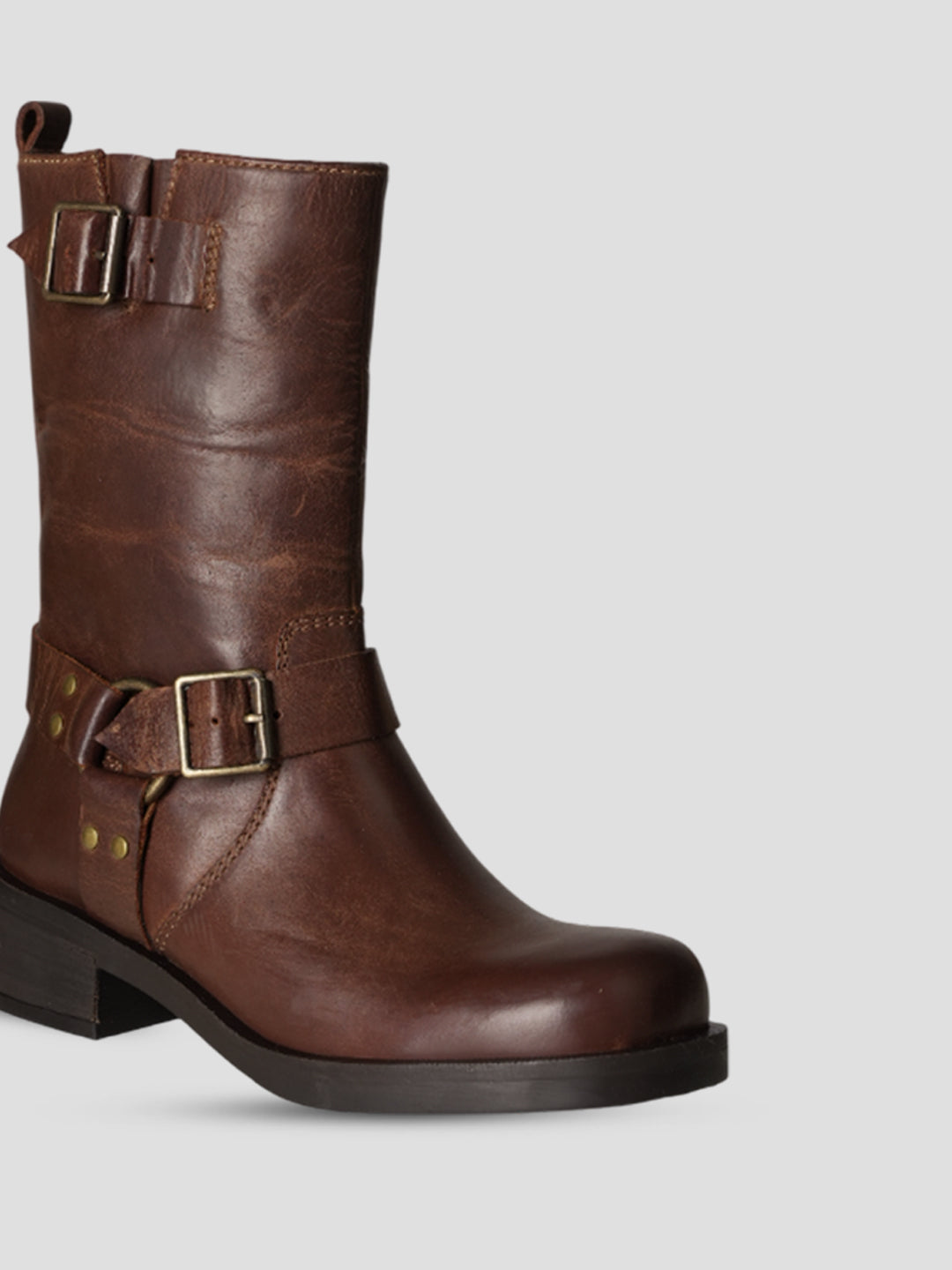 EZOK Women Brown Leather Pull-On Boots