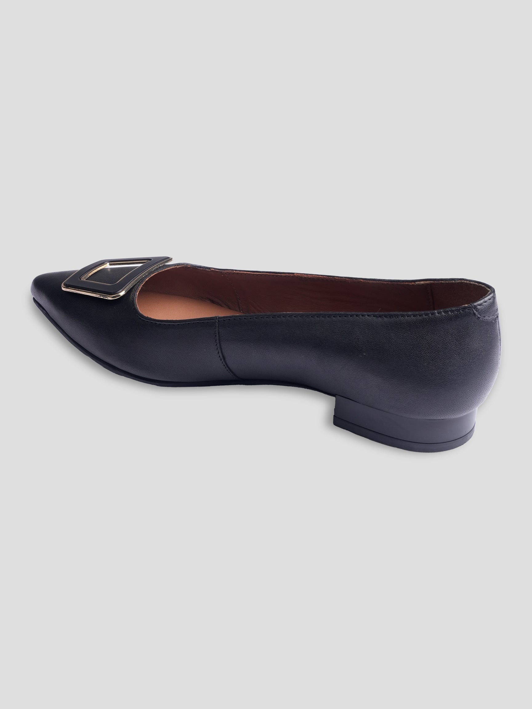 Ezok Women Black Leather Ballerina Flats