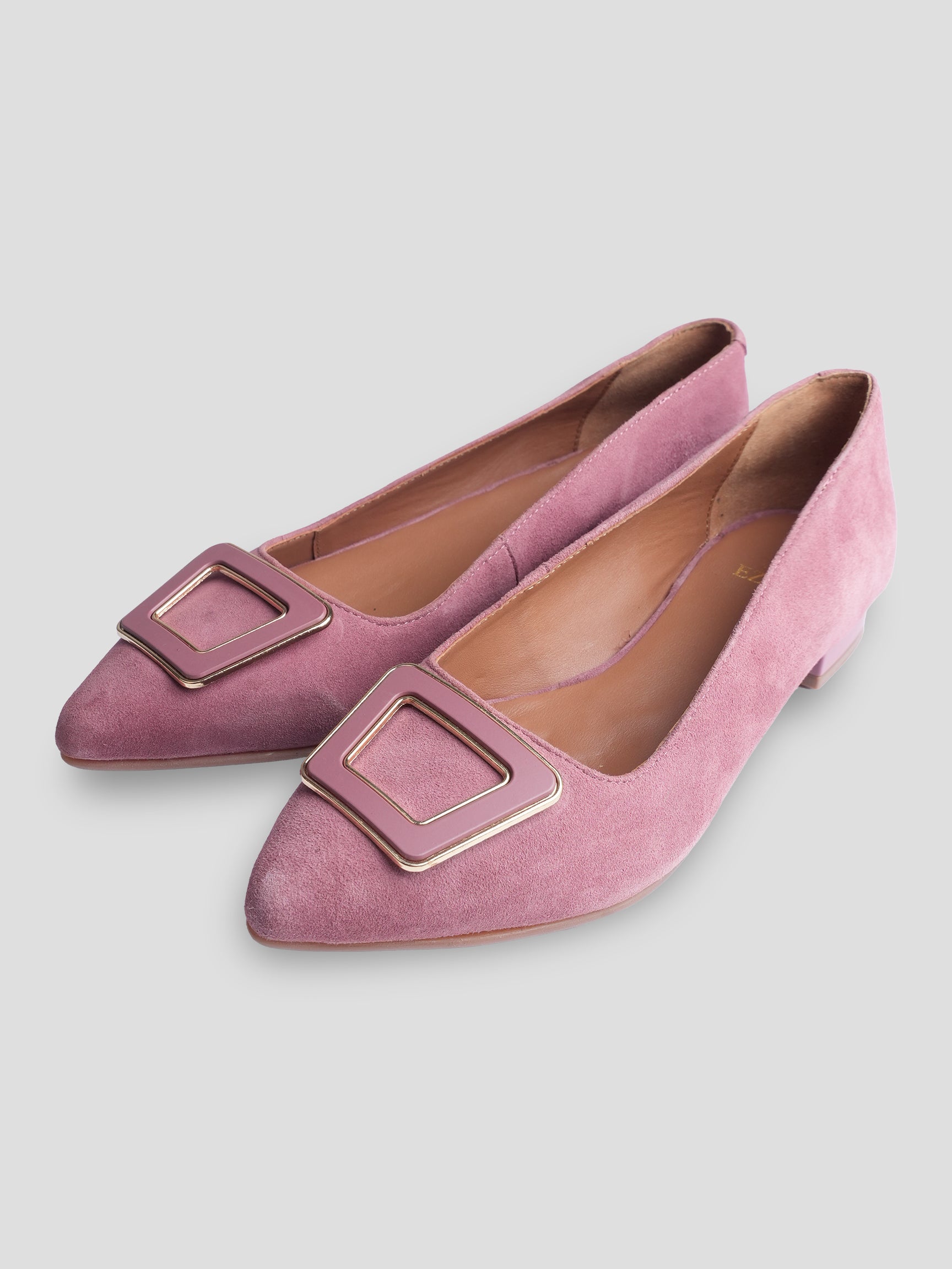 Ezok Women Pink Leather Ballerina Flats