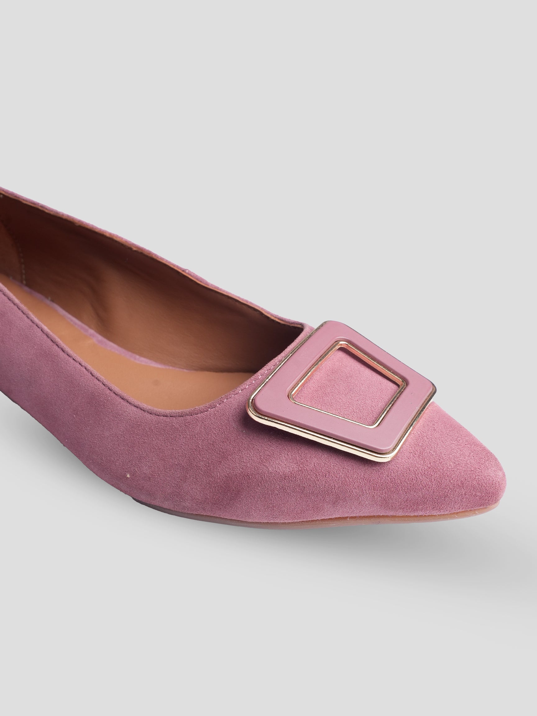 Ezok Women Pink Leather Ballerina Flats