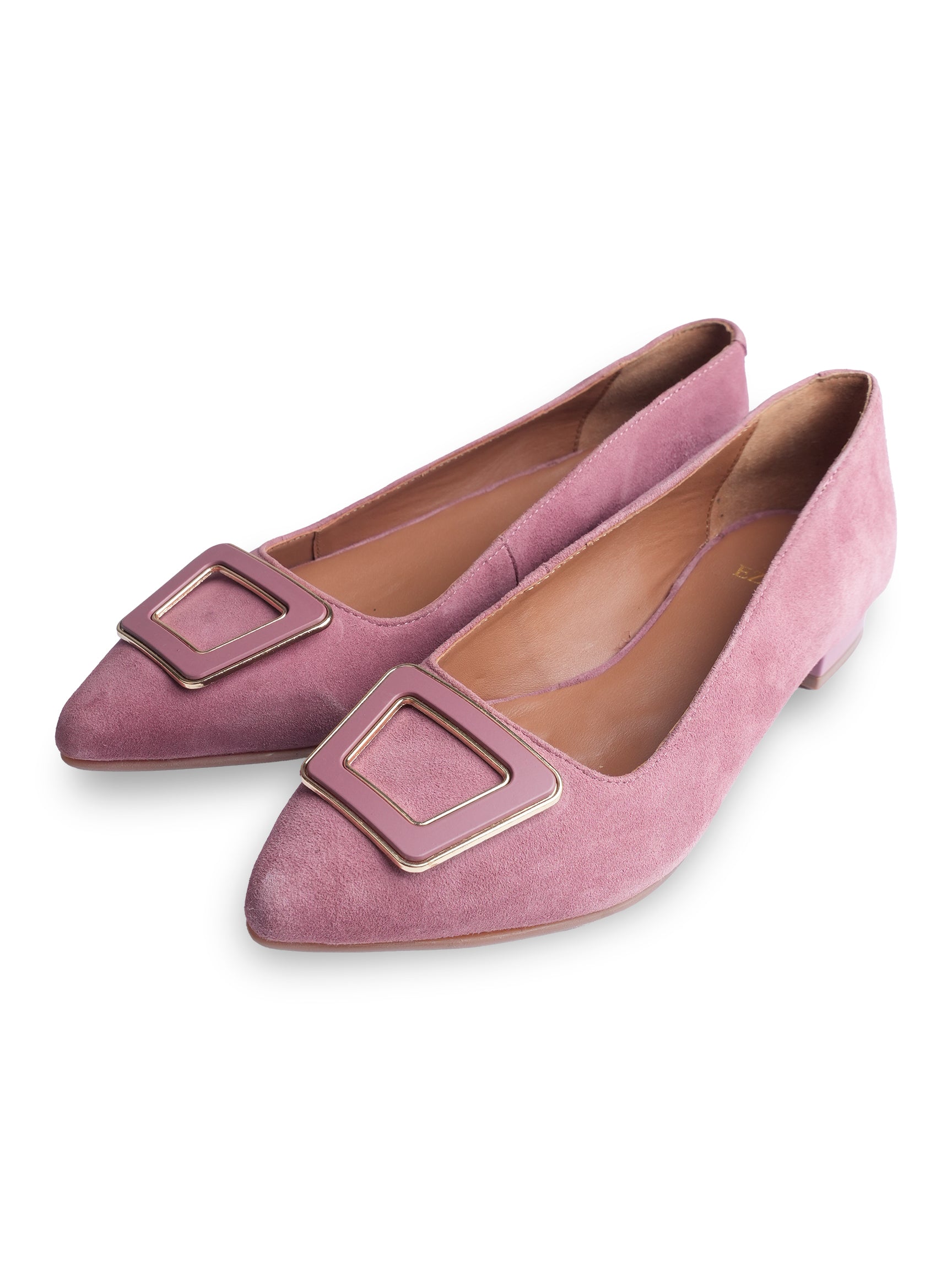 Ezok Women Pink Leather Ballerina Flats