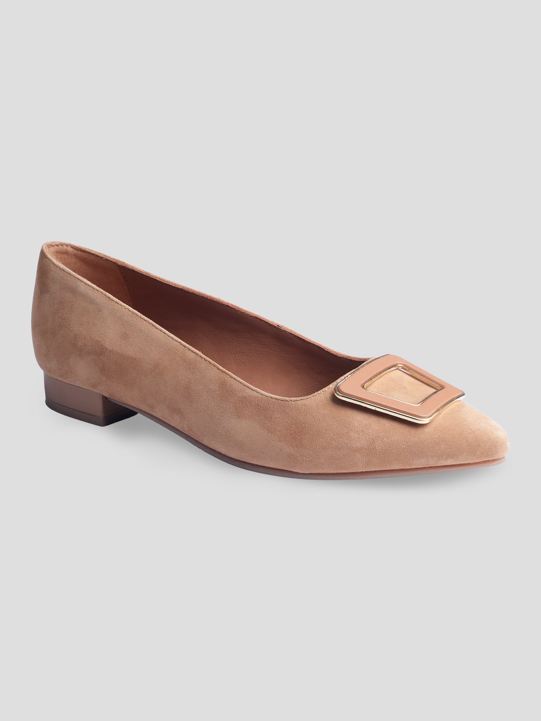 Ezok Women Tan Leather Ballerina Flats