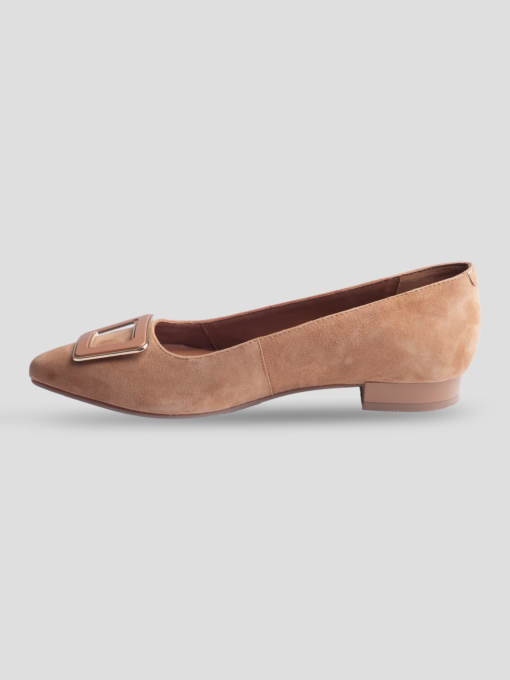 Ezok Women Tan Leather Ballerina Flats