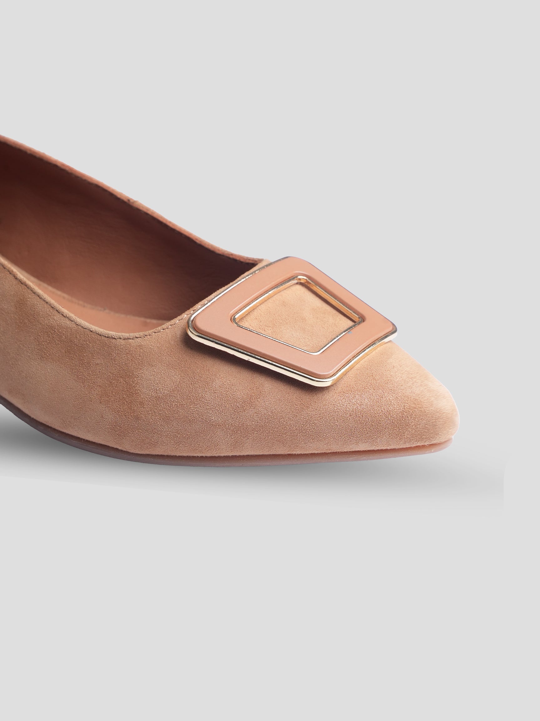 Ezok Women Tan Leather Ballerina Flats