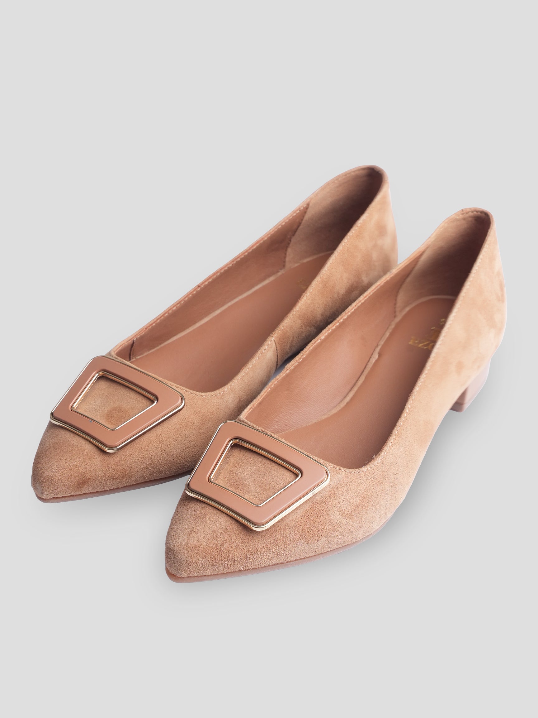 Ezok Women Tan Leather Ballerina Flats