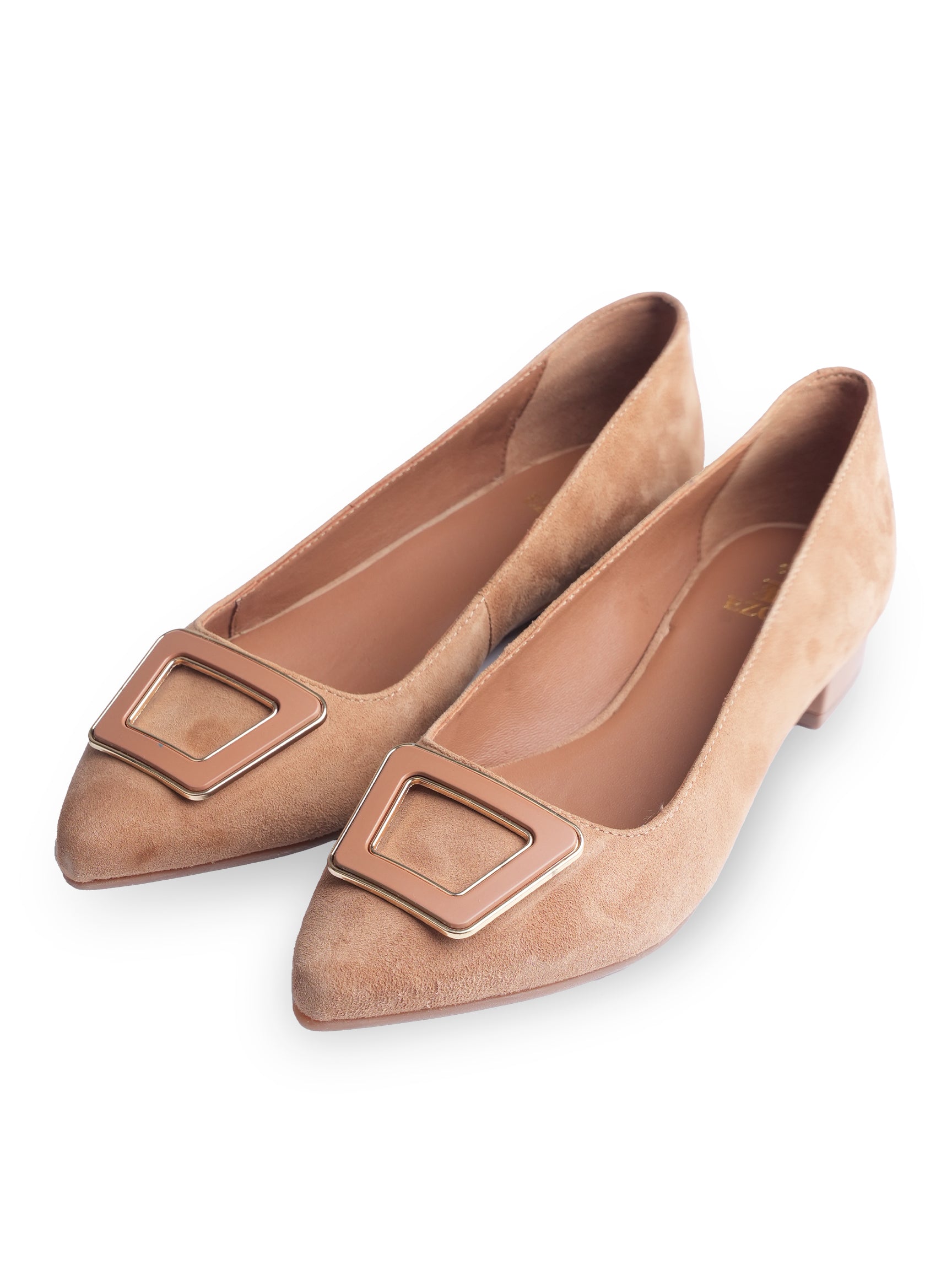 Ezok Women Tan Leather Ballerina Flats