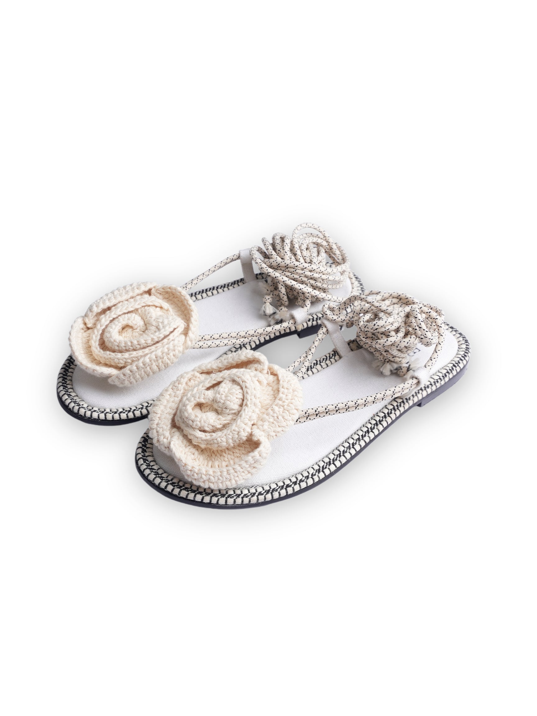 Ezok Women Cream Floral Woven Fabric Sandals