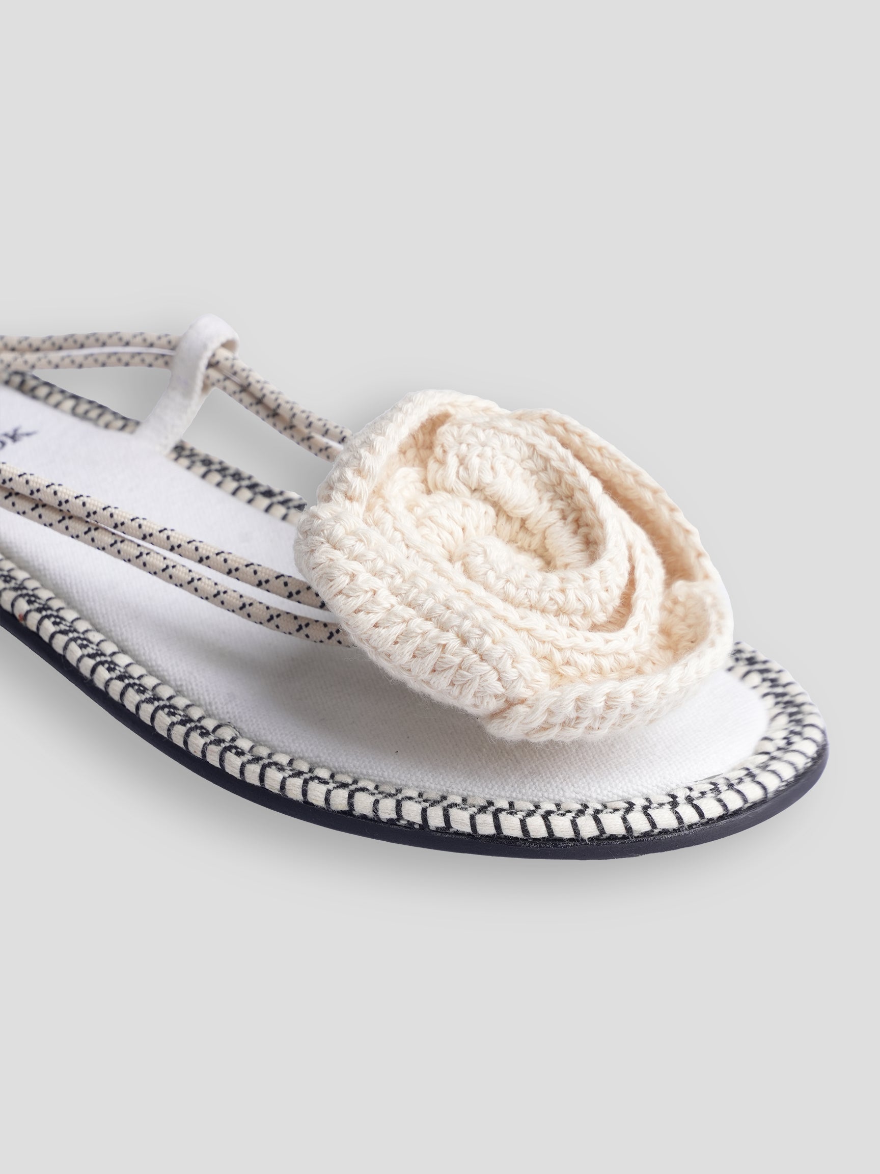 Ezok Women Cream Floral Woven Fabric Sandals