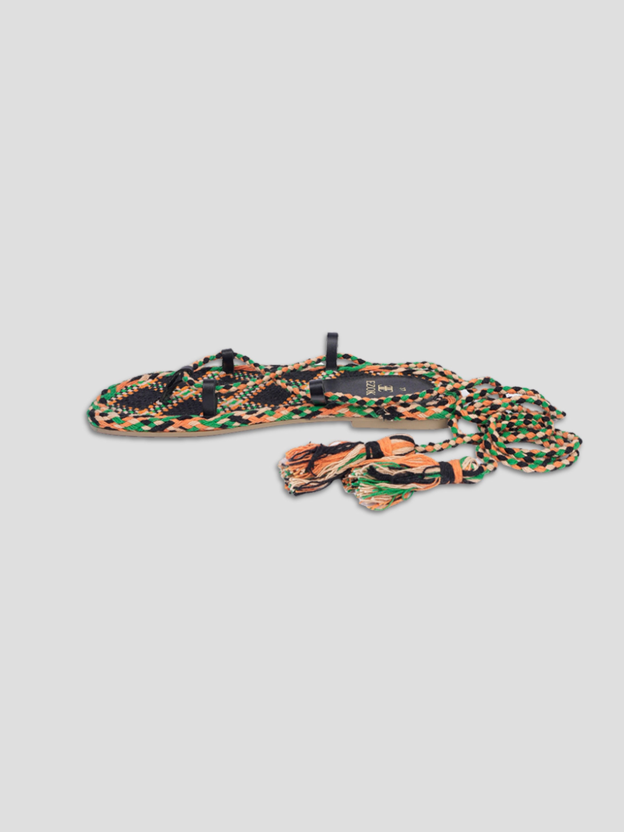 Ezok Multicolor Leather and Fabric Slip on With Dori Sandals