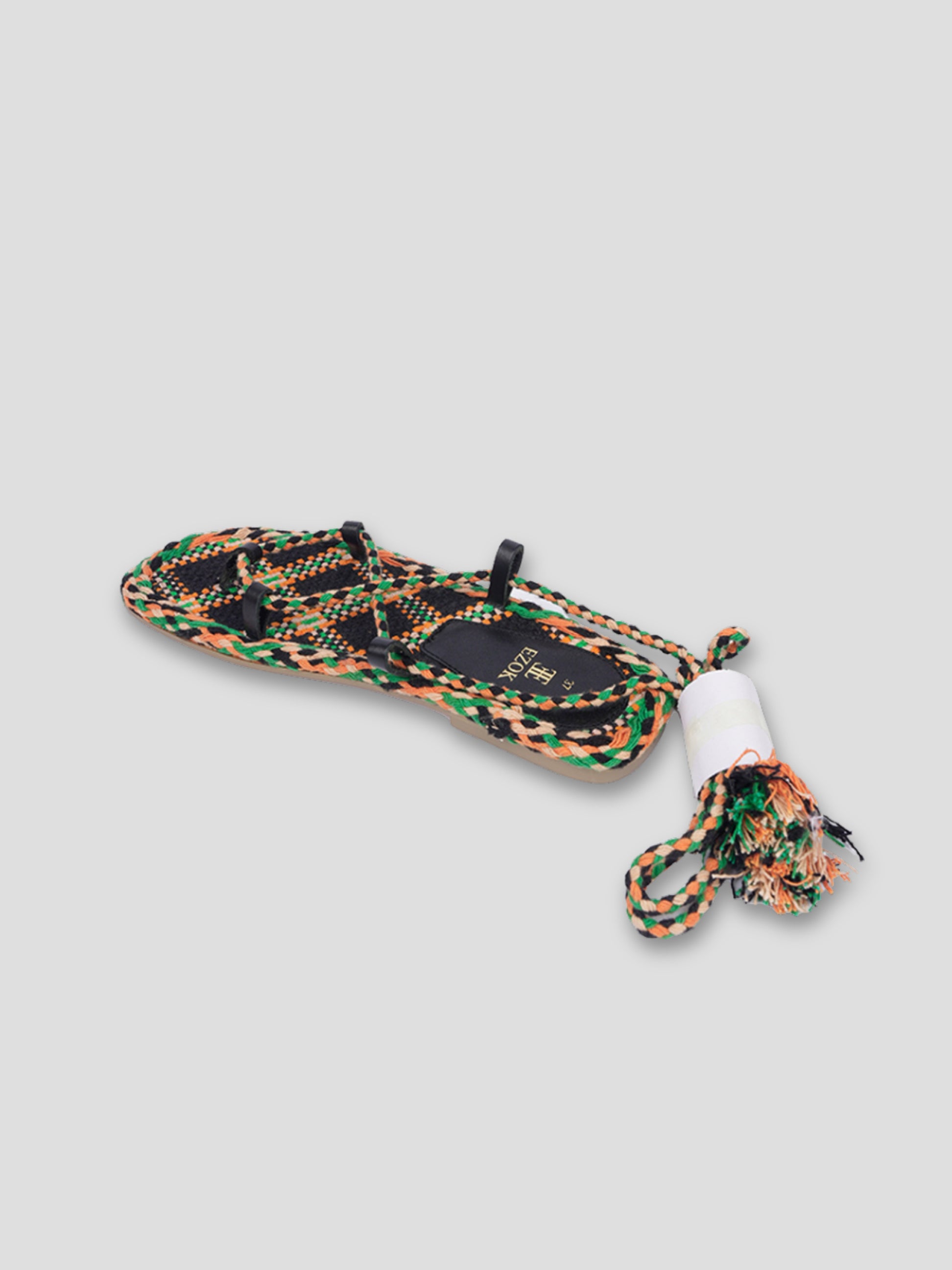 Ezok Multicolor Leather and Fabric Slip on With Dori Sandals