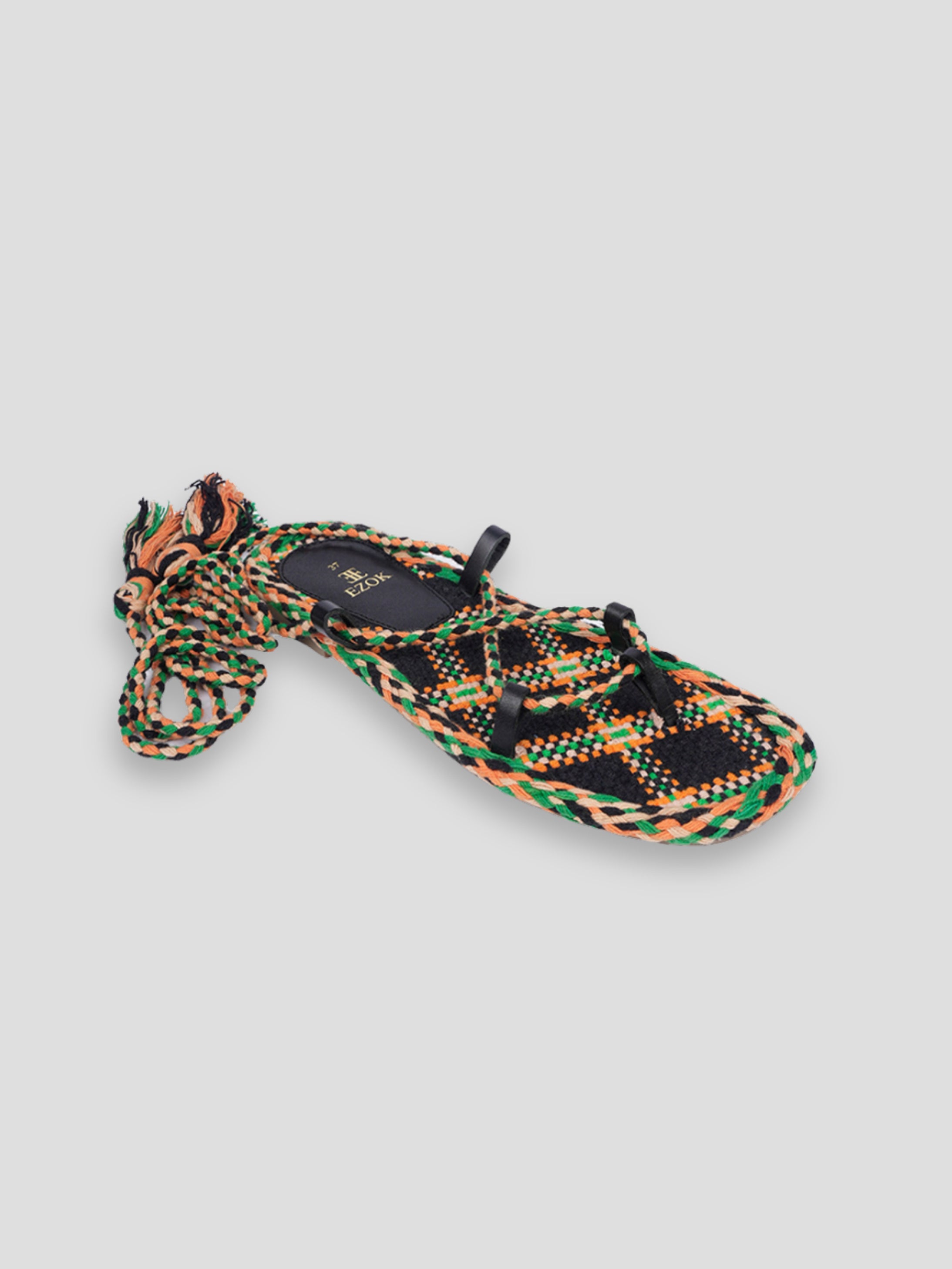 Ezok Multicolor Leather and Fabric Slip on With Dori Sandals