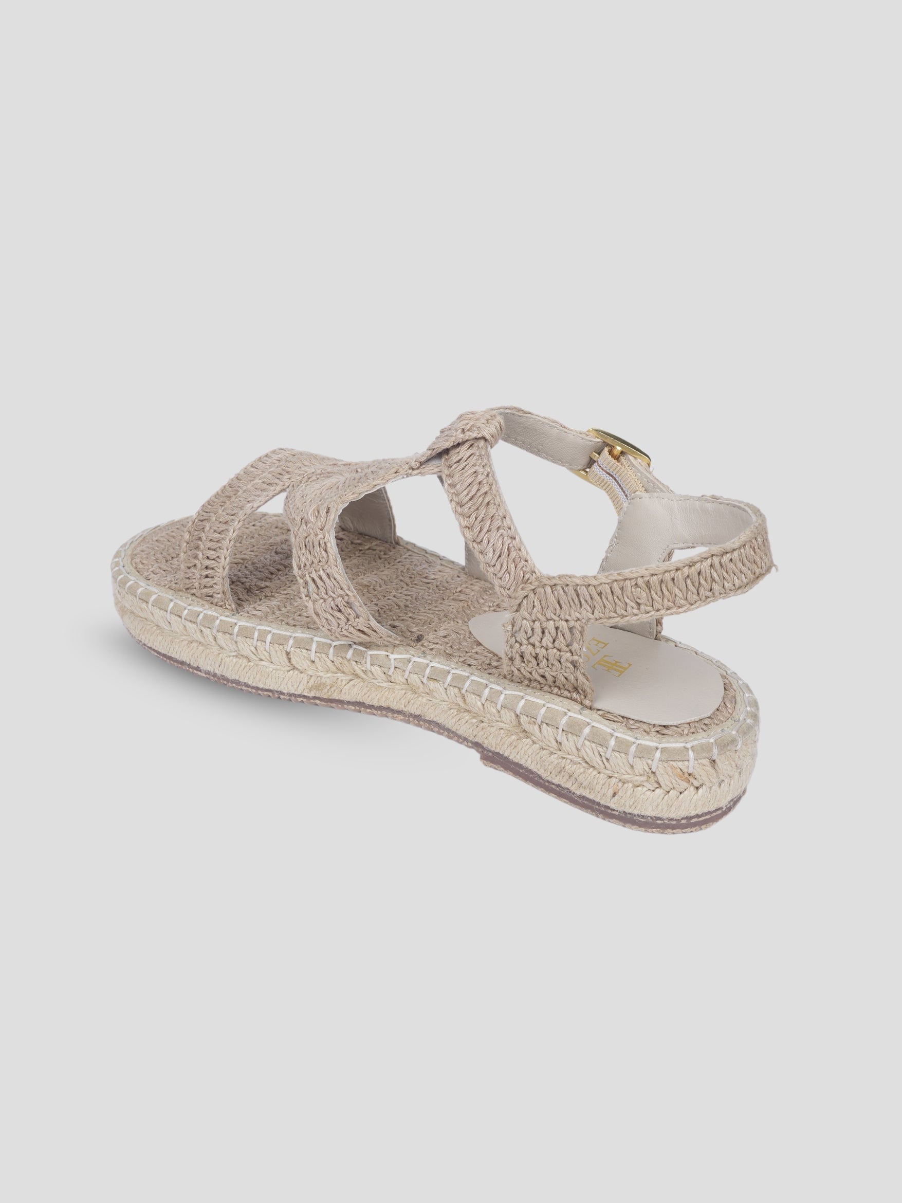 Ezok Beige Febric Slip On With Buckle Sandals