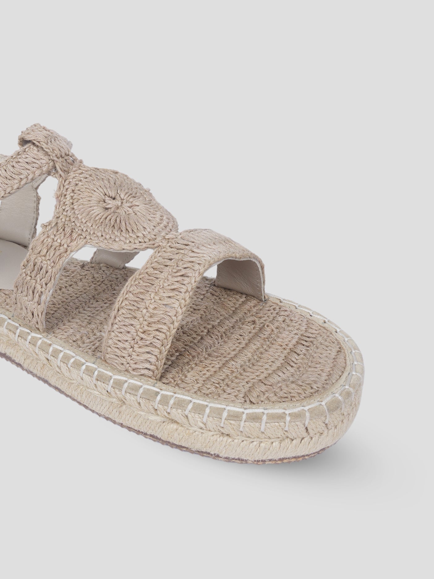 Ezok Beige Febric Slip On With Buckle Sandals