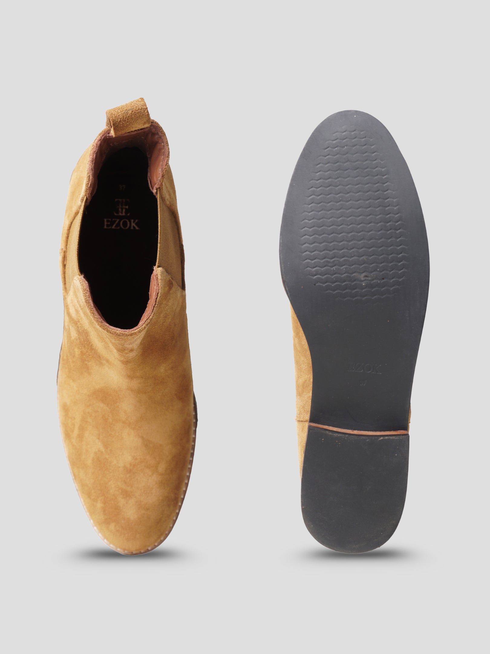 Ezok Women Tan Leather Chelsea Ankle Boots