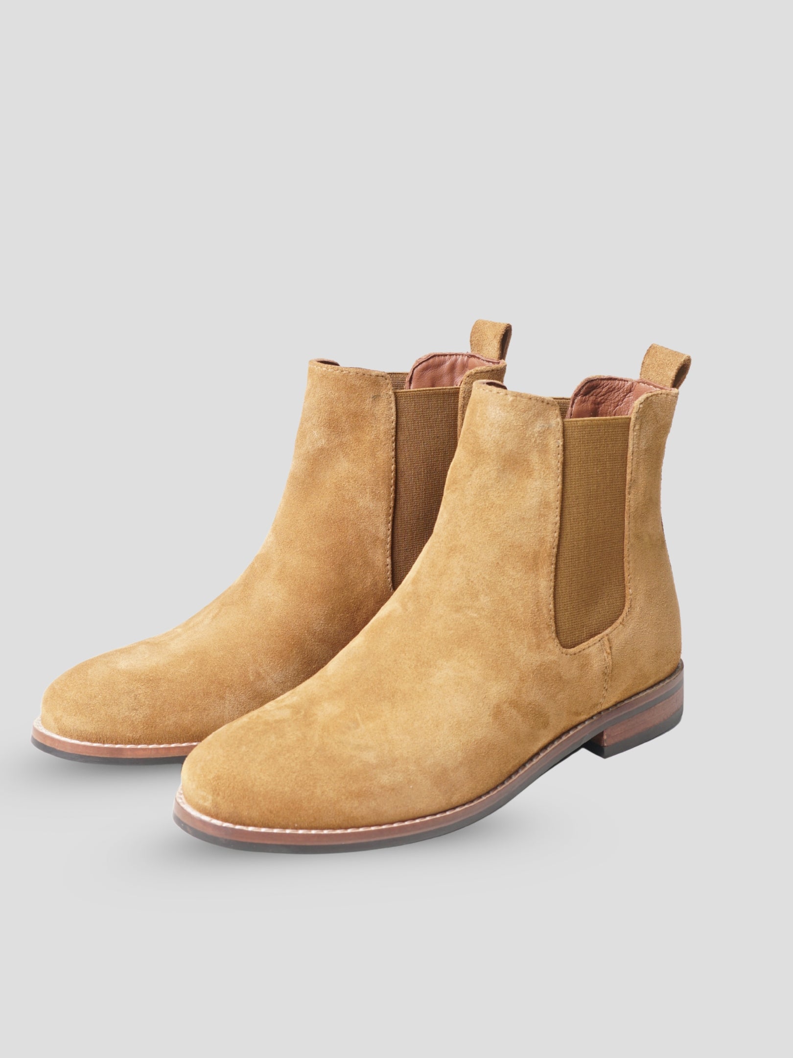 Ezok Women Tan Leather Chelsea Ankle Boots