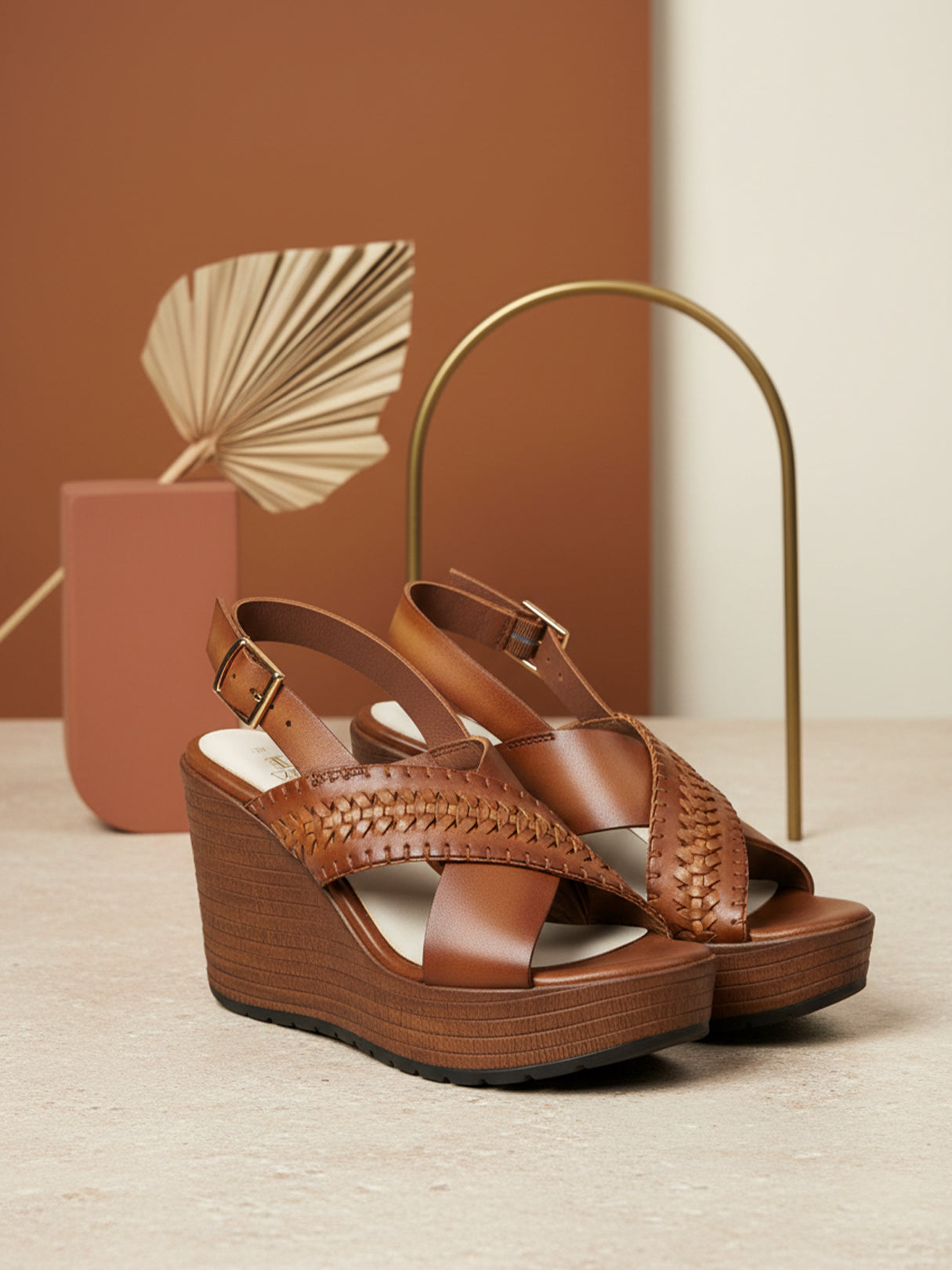 Ezok Brown Leather Slip On With Buckle Sandals