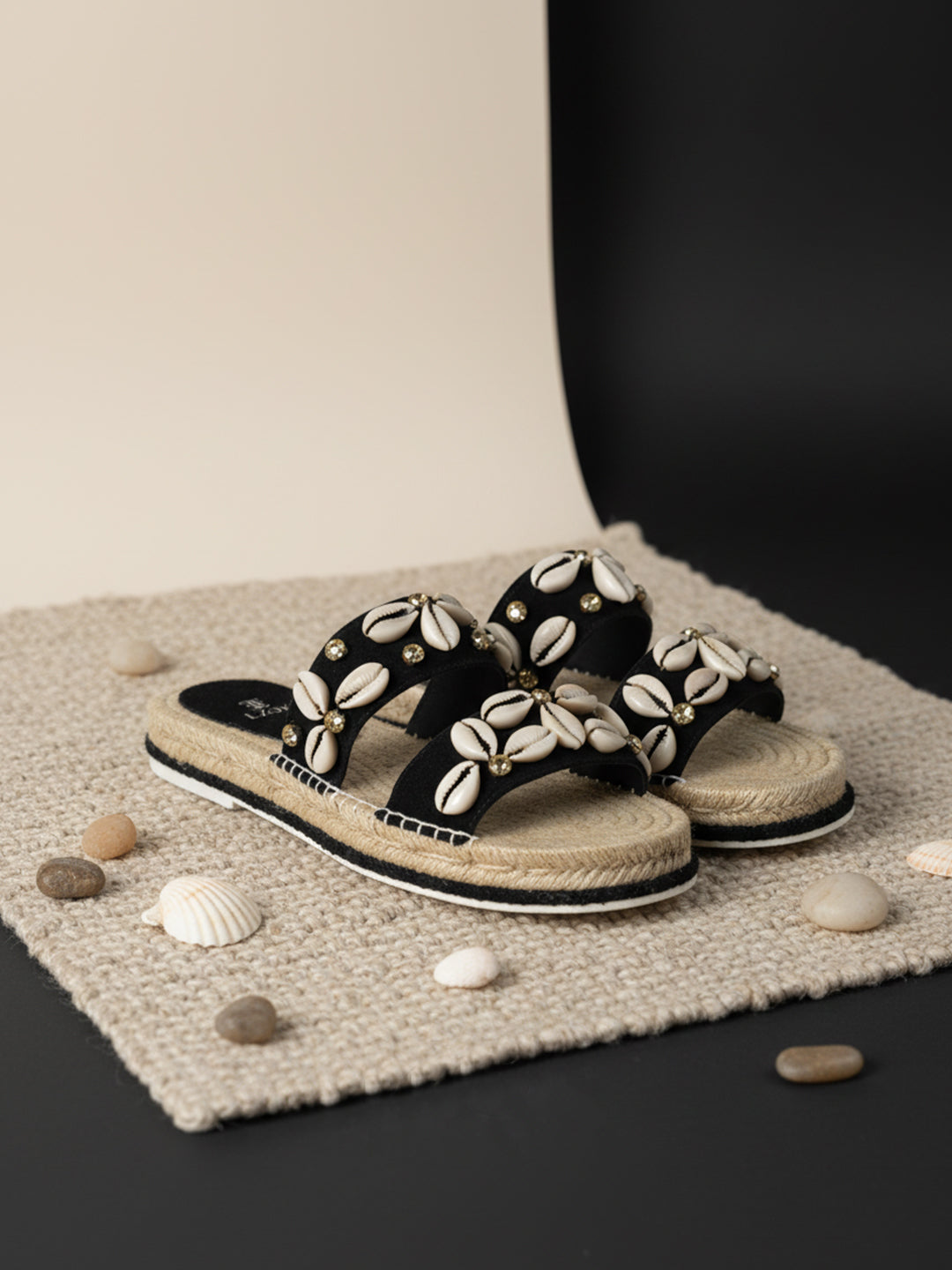 Ezok Black suede Leather Slip On Sandals