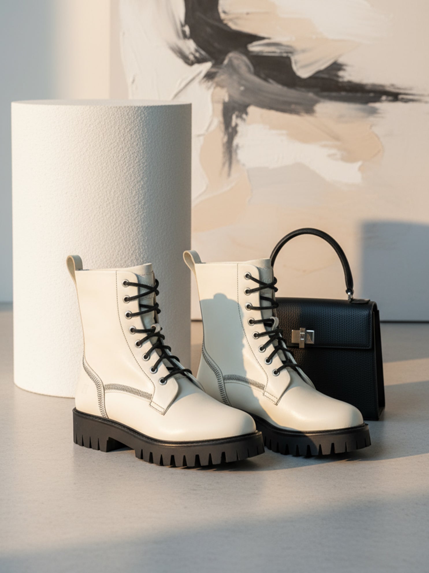 Ezok Women's Casual Leather Boots | Stylish Lace-Up Design with Cushioned Insole | Durable, Comfortable & Trendy for Daily Wear