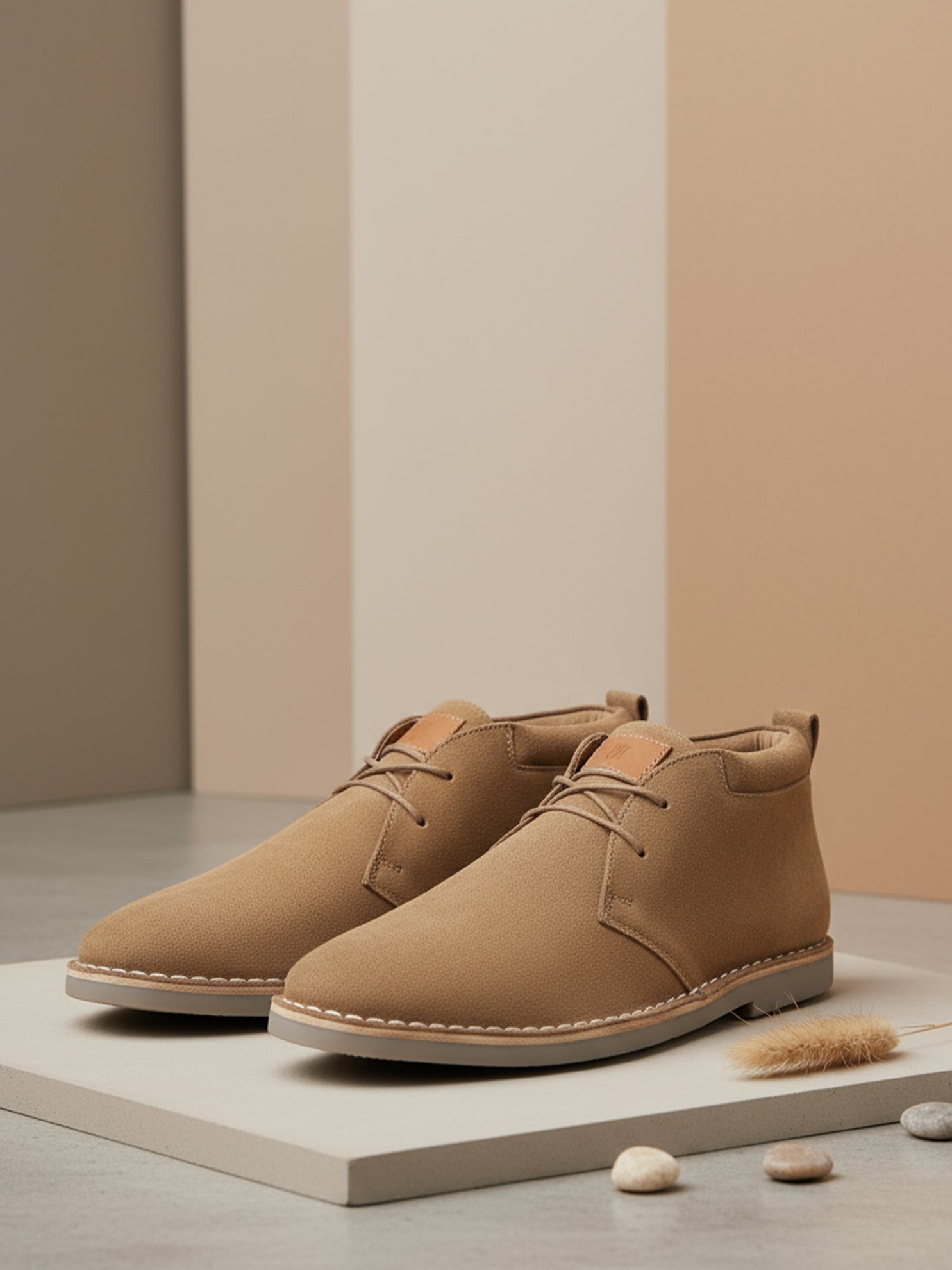 EZOK Men’s Leather Lace-Up Boots | Premium Snuff Beige Leather | Durable TPR Sole | Casual & Semi-Casual Wear