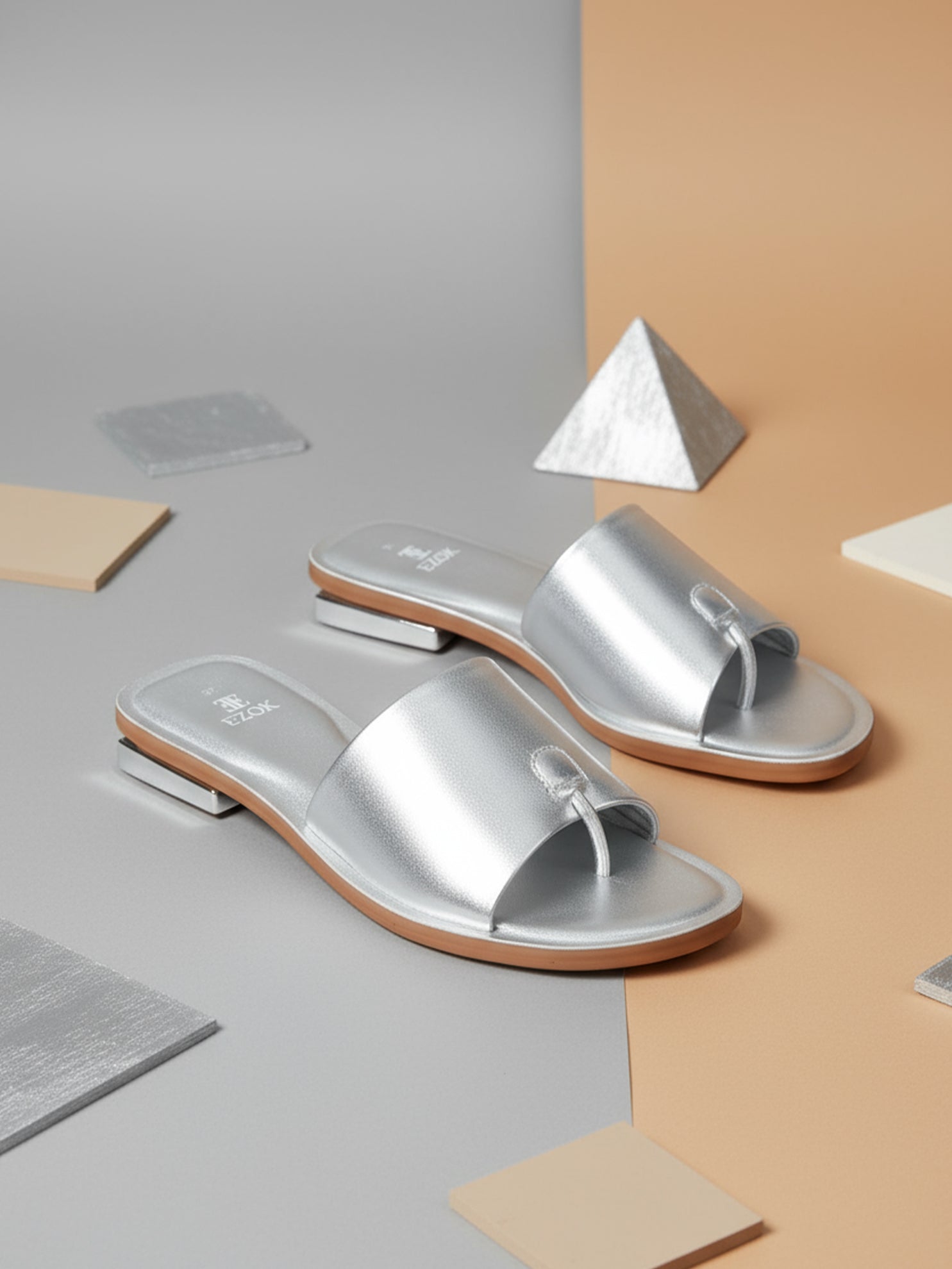 Ezok Women's Casual Leather Sandals | Stylish Open-Toe Flats Design with Cushioned Insole | Durable, Comfortable & Trendy for Daily Wear