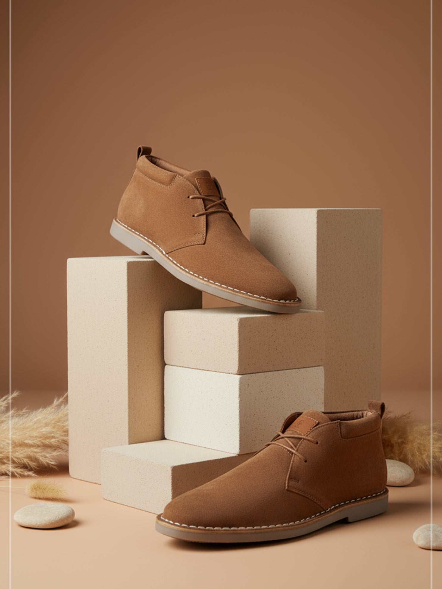 EZOK Men’s Leather Lace-Up Boots | Premium Snuff Camel Leather | Durable TPR Sole | Casual & Semi-Casual Wear