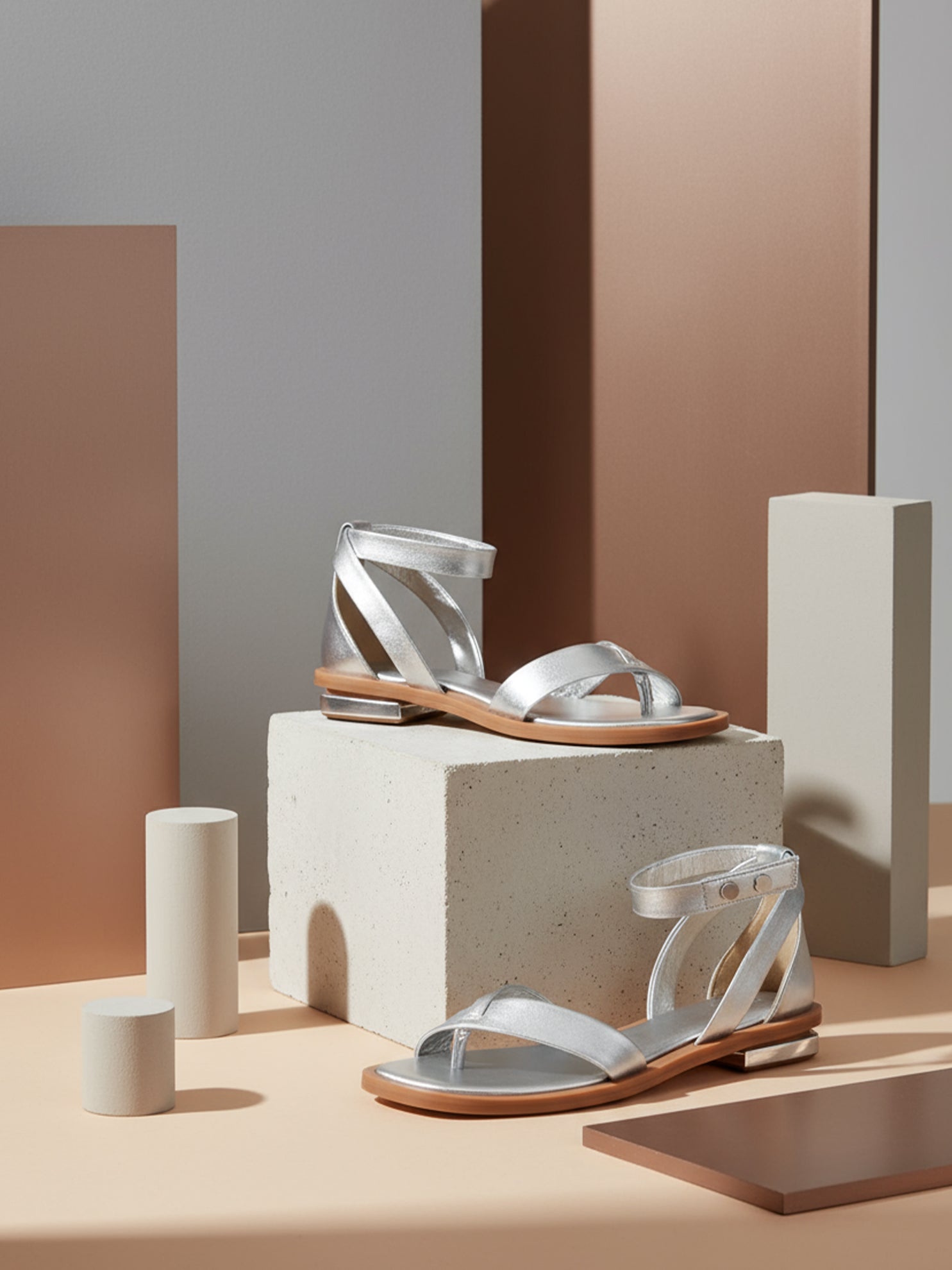 Ezok Women's Casual Leather Sandals | Stylish Open-Toe Flats Design with Cushioned Insole | Durable, Comfortable & Trendy for Daily Wear