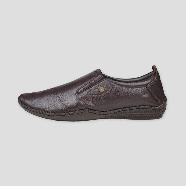 Ezok Brown Casual Leather Shoes For Men