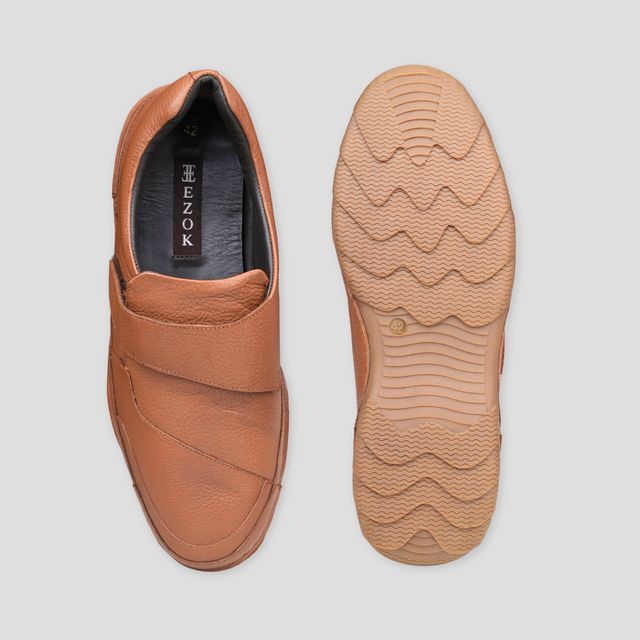 Ezok Brown Casual Leather Shoes For Men