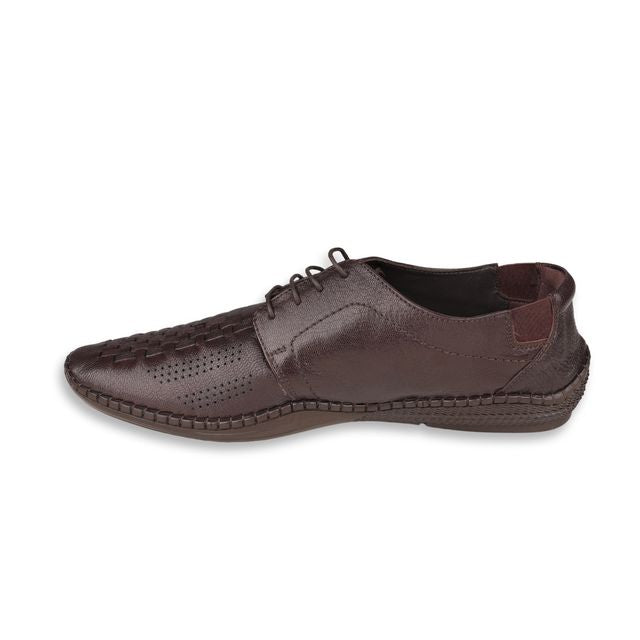 Ezok Brown Casual Leather Shoes For Men