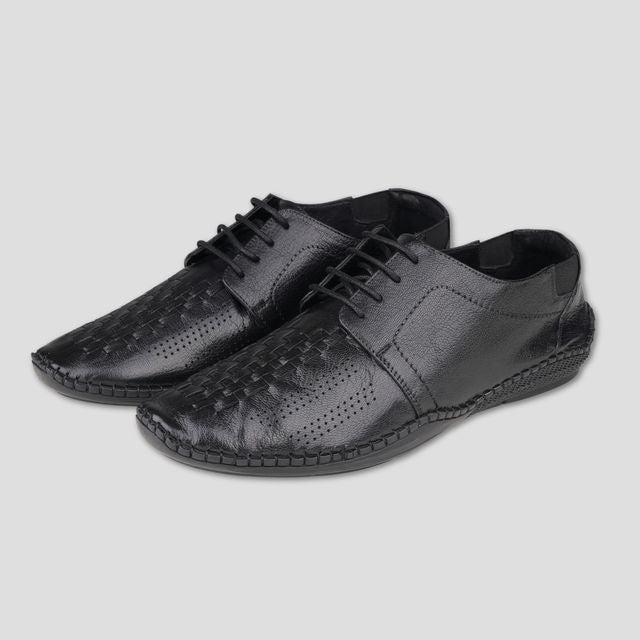 Ezok Black Casual Leather Shoes For Men