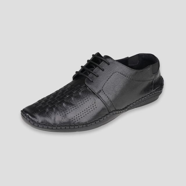 Ezok Black Casual Leather Shoes For Men