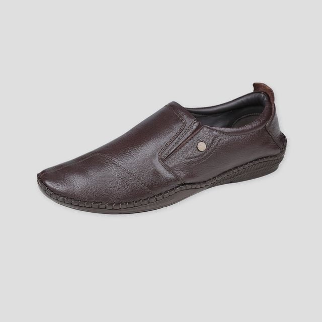 Ezok Brown Casual Leather Shoes For Men
