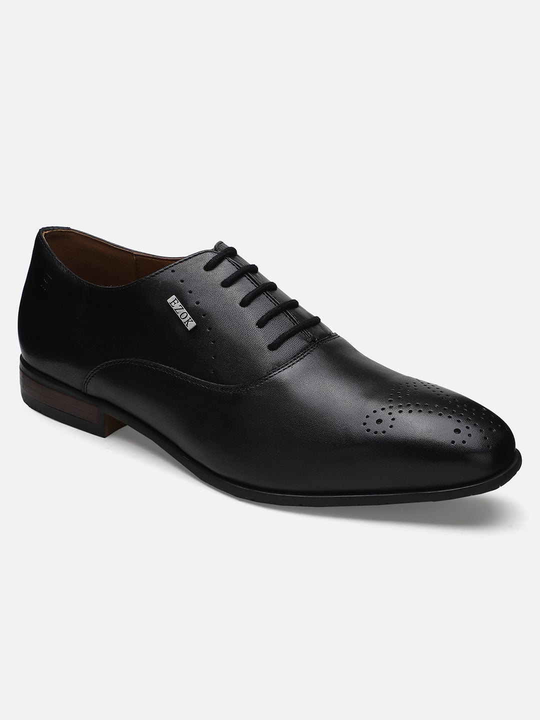 Ezok Men Bond 2043 Black Leather Formal Shoes
